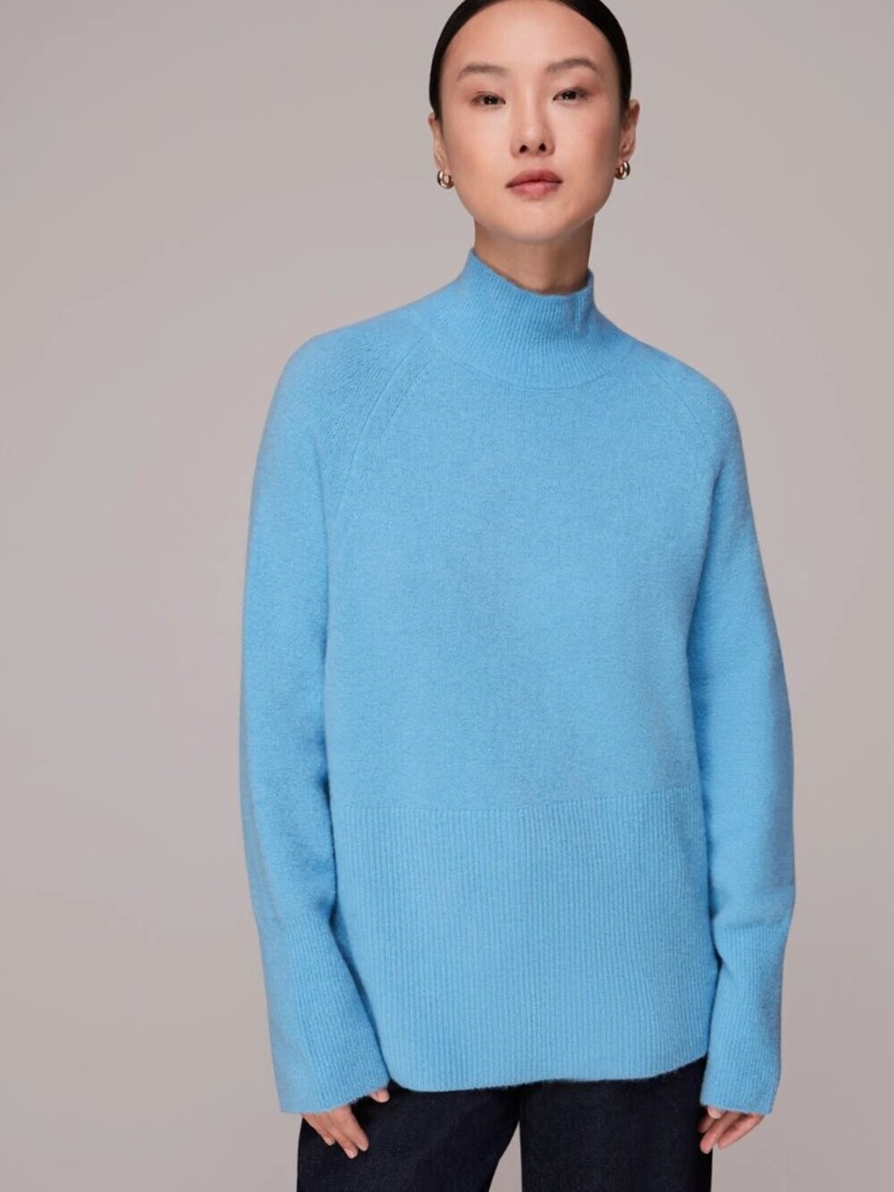 WHISTLES Sky Blue Relaxed Sweater Size L